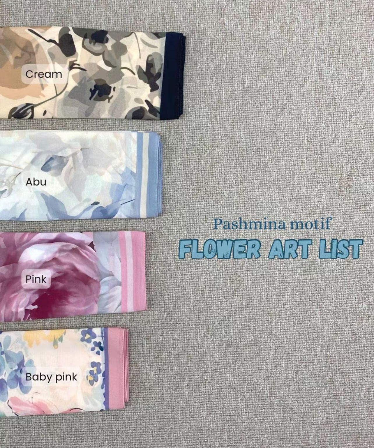 Pashmina Motif Ceruty - Series Elegan dan Flowly - Mudah dibentuk, Anti-Letoy